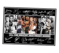 Affiche A3 des plus grands boxeurs poids lourds de tous les temps Signée/Autographiée. Boxe Muhammad Ali, Mike Tyson, etc. Impression A3 (42 cm x 30 cm)