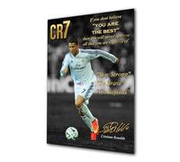 Affiche A3 sans cadre Boblet Posters Cristiano Ronaldo CR7 avec citations dorées inspirantes pour la salle de séjour