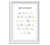 Affiche abecedaire apprendre lettres poster décoration format A3 - deco salon chambre - Décoration design - Motif abcdef colorées - Idée cadeau - Thème maternelle enfant bébé, Nature