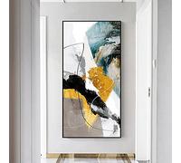 Affiche abstraite de ligne dorée en noir et blanc, peinture sur toile de plante d'art nordique, tableau mural de style moderne pour décoration de salon, cadre intérieur 65x130 cm (26x52 pouces)