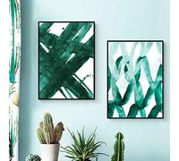 Affiche Abstraite Sarcelle Vert Murale Art Tableaux Salon Decoration Vert éMeraude Toile tableau Peinture Aquarelle Affiches Et Decoration De La Maison Sans Cadre 60×80cm×2 PièCes