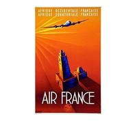 Affiche Air France Afrique Occidentale Equatoriale Maurus Reproduction 50 X 70 cm