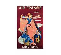 Affiche AIR FRANCE Paris Tokio - Tabuchi 1952 Tokyo Reproduction 50 X 70 cm
