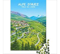 Affiche Alpe D'Huez Puzzle 1000 pièces | puzzle comme cadeau d'anniversaire de mariage un cadeau romantique pour deux personnes à la maison le soir en douceur38x26cm