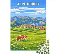 Affiche Alpe D'Huez Puzzle 1000 pièces | puzzle pour la fête des mères un cadeau réfléchi pour maman pour un après midi relaxant loin des tâches à la maison50x75cm