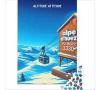 Affiche Alpe D'huez Skieur Altitude Puzzle 1000 pièces | puzzle pour les nouveaux retraités une merveilleuse activité pour votre temps libre à la maison chaque jour le soir38x26cm