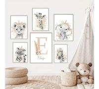 Affiche Animaux Chambre Bebe Fille Deco Tableau Savane Chambre Enfant Lion 40x50 Poster Chambre Fille Rose Prenom Personnalisé Affiche Aquarelle Animaux Safari Toile Decoration Murale Chambre Enfant