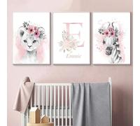 Affiche Animaux Chambre Bebe Fille Deco Tableau Savane Chambre Enfant Zèbre 21x30 Poster Chambre Fille Rose Prenom Personnalisé Affiche Aquarelle Animaux Safari Toile Decoration Murale Chambre Enfant