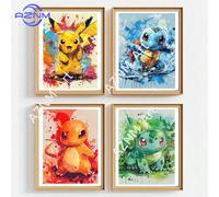 Affiche Anime Pokemon Pikachu Charmander Bulbasaur Squirtle, peinture sur toile HD, peinture murale pour la maison, le salon, cadeau pour enfants 4