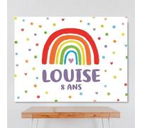 Affiche Anniversaire Personnalisée Arc Iris 2 100 x 80 cm, Panneau d’Anniversaire, Décoration Arc Iris 2