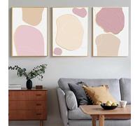 Affiche,Art Abstrait Rose Beige Formes Circulaires Art Mural Linéaire Peinture sur Toile Affiche et Impression Modernes la Décoration du Salon et de la Cuisine-50*60cm*3pcs (impression non encadrée)