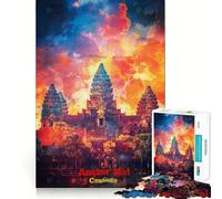 Affiche Artistique d'Angkor Wat,Puzzle de 1000 pièces pour Adolescents,Jeu de mémoire,Verrouillage sûr,sans pièces détachées,Jeu de Voyage idéal,Cadeau pour Les méninges (38x52cm)