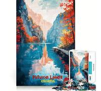Affiche Artistique du lac Plitvice, Puzzle de 1000 pièces pour Adolescents, Jeu de logique, Jeu de Groupe, découpe de précision, Cadeau attentionné (38x26cm)
