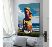 Affiche artistique du parc national de Rapa Nui, Chili, pour la décoration murale d'un salon, d'un bar ou d'une chambre, idéale pour un couple fêtant un anniversaire, 20 x 30 cm (8 x 12 pouces).