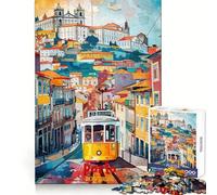Affiche Artistique Porto Puzzle de 1000 pièces pour Adolescents Améliore la mémoire, détente mentale, Bords tranchants, Cadeau créatif (38x26cm)