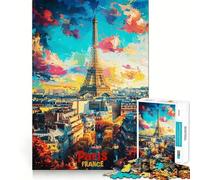 Affiche Artistique représentant Paris Puzzle Adulte 1000 pièces Renforce la mémoire, se détend et s'amuse Qualité supérieure pour Les fêtes (50x75cm)