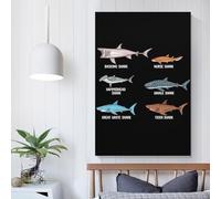 Affiche artistique représentant un requin-baleine, idéale pour décorer un salon, un bar ou une chambre. Décoration murale originale pour un couple fêtant un anniversaire. 60 x 90 cm (24 x 36 pouces).
