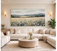 Affiche artistique représentant une prairie champêtre, impression sur toile vintage de fleurs sauvages, œuvre d'art florale de montagne, décoration murale pour salon (50x100cm/cadre intérieur)