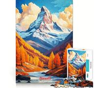 Affiche Artistique Zermatt Puzzle de 1000 pièces pour Adultes Jeu de résolution de problèmes Qualité Professionnelle Activité de Groupe relaxante en intérieur (38x52cm)