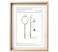 Affiche Brevet Original Raquette de Badminton - Poster Sport Vintage | Art Mural Badminton, Décoration Rétro, Idée Cadeau Joueur de Badminton