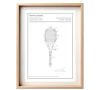 Affiche Brevet Original Raquette de Tennis - Poster Vintage Sport | Art Mural Déco Rétro, Idée Cadeau Joueur & Fan de Tennis