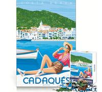 Affiche Cadaqués Costa Brava,Puzzle pour Adolescents,1000 pièces,Exercice Mental,Détente légère,Cadeau attentionné,Découpe précise (38x26cm)