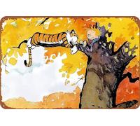 Affiche Calvin and Hobbes - Look vintage - En métal - Pour chambre d'enfant, salle de classe, décoration murale - Cadeau pour enfants
