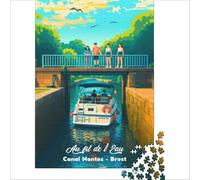 Affiche Canal Nantes Puzzle 1000 pièces | puzzle relaxant pour la pleine conscience un passe temps paisible pour se concentrer et profiter d'un moment calme38x26cm
