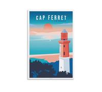 AFFICHE CAP FERRET - Affiches sur toile représentant le Phare et le Bassin - Décoration murale rustique pour chambre à coucher, bureau - 40 x 60 cm