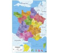 Affiche - Carte de France 2017 - 61 cm - Bleu - Classique - sous licence officielle