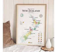 Affiche - Carte des vins de la Nouvelle-Zélande - 50 x 70 cm