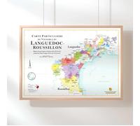 Affiche - Carte des vins du Languedoc-Rousillon - 50 x 70 cm