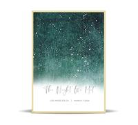 Affiche carte du ciel personnalisée avec date lieux précis - Impression de carte des constellations personnalisée, sans cadre/cadre métallique - Cadeau d'anniversaire, fiançailles ou de mariage