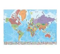 Erik Affiche Carte du monde physique et politique – Italien – Papier glacé 91 x 61 cm