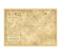 Affiche carte marine ancienne de l'Allemagne en allemand : un portulan peuplé de navires et de créatures marines, à la manière du XVIe siècle - 50 × 70 cm