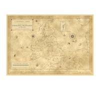 Affiche carte marine ancienne du Royaume-Uni en anglais : un portulan peuplé de navires et de créatures marines, à la manière du XVIe siècle - 70 × 100 cm