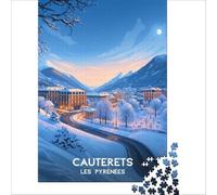 Affiche Cauterets Ski Snow Puzzle 1000 pièces pour Adolescents | puzzle relaxant pour la pleine conscience un passe temps paisible pour se concentrer et profiter d'un moment calme38x52cm