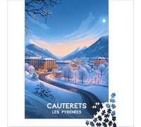 Affiche Cauterets Ski Snow Puzzles 1000 pièces pour Adolescents | puzzle pour couples une activité de soirée douillette à faire à deux avec de la musique et une bonne conversation38x26cm