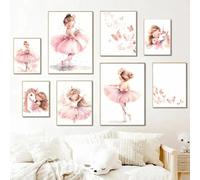 Affiche Chambre Fille Rose 21x30cm Tableau Danseuse Classique Toile Poster Danseuse Ballerine Licorne Chambre Fille Papillon Rose Decoration Chambre Fille Ado Enfant Bebe Cadeau