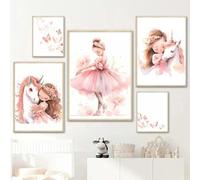 Affiche Chambre Fille Rose 50x70 Tableau Danseuse Classique Toile Poster Danseuse Ballerine Licorne Chambre Fille Papillon Rose Decoration Chambre Fille Ado Enfant Bebe Cadeau