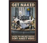 Affiche Chat Déshabillez-vous sauf si vous êtes juste de passage. Ne rendez pas la situation bizarre. Affiche humoristique pour salle de bain. Meilleurs cadeaux de tous les temps. Impressions