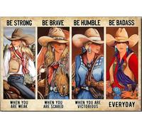 Affiche cheval « Sois fort, courageux et humble », art mural animalier, cadeau pour amoureux des cavaliers, décoration intérieure, style ferme, toile tendue sur châssis, impression encadrée.