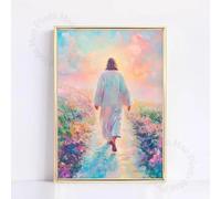 Affiche colorée de Pâques chrétienne Jésus Il est ressuscité Verset biblique Toile Peinture Galerie Art mural Salon Décoration d'intérieur 30x40cm sans cadre