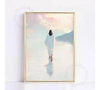 Affiche colorée de Pâques chrétienne Jésus Il est ressuscité Verset biblique Toile Peinture Galerie Art mural Salon Décoration d'intérieur 60x90cm sans cadre