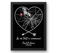 Affiche couple lieu de rencontre personnalisée - Cadeau Saint-Valentin