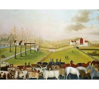 Affiche d’Edward Hicks Illustration murale abstraite en couleur《The Cornell Farm》 par Edward Hicks Estampes Peinture sur toile de paysage pour la décoration intérieure 70x50cm Non encadrée