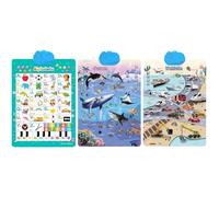 Affiche d'apprentissage électronique pour la pratique du vocabulaire, reconnaissance phonique avec guide vocal, études préscolaires, leçons quotidiennes, formation linguistique, bleu