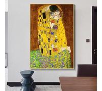 Affiche d'art 60x100cm sans Cadre Le Baiser de Gustav Klimt célèbre Affiche de Peinture sur Toile et Image imprimée pour Salon décor à la Maison