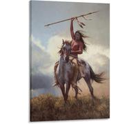 Affiche D'Art Amérindien, Amérindien À Cheval, Peuple Autochtone, Guerrier Autochtone, Peinture Sur Toile, Peintures Murales, Pour La Décoration Intérieure 50x70 Cm Sans Cadre