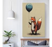 Affiche d'art animalier en forme de ballon de renard, œuvres d'art sur toile, affiche murale, décoration moderne pour la maison, décoration de fête d'anniversaire, 30 x 45 cm